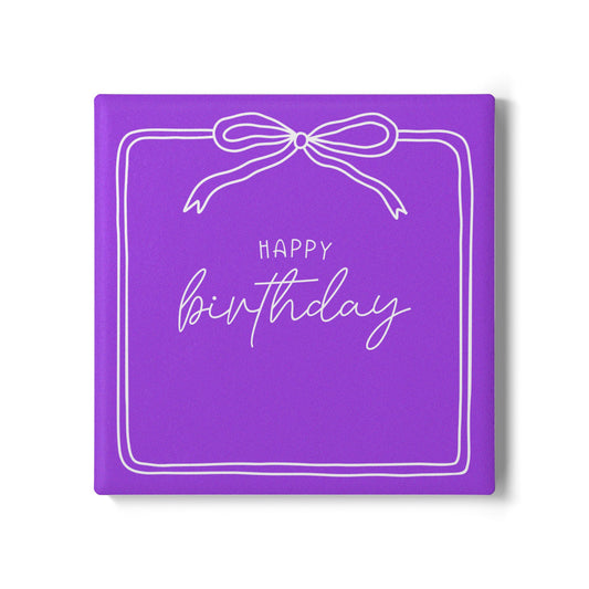 Purple Happy Birthday Ribbon Coaster