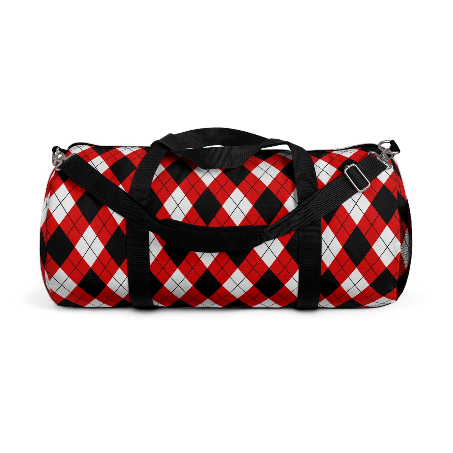 Red & Black Argyle Duffel Bags