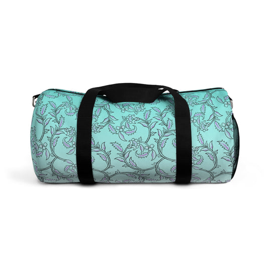 Blue Floral Vine Duffel Bag