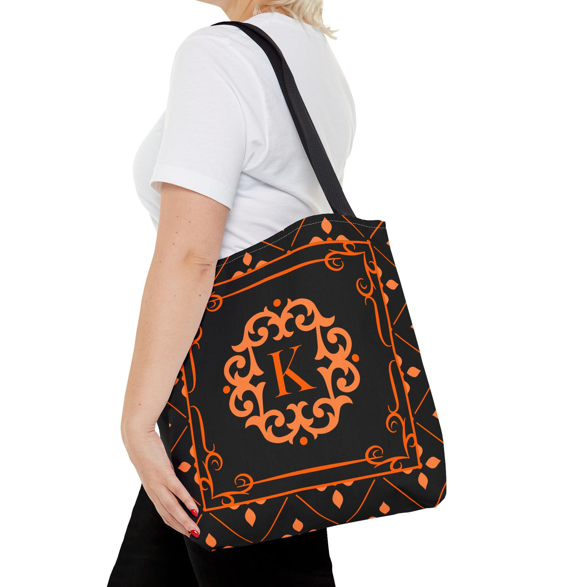 Monogram Halloween Motif Tote Bag 16x16