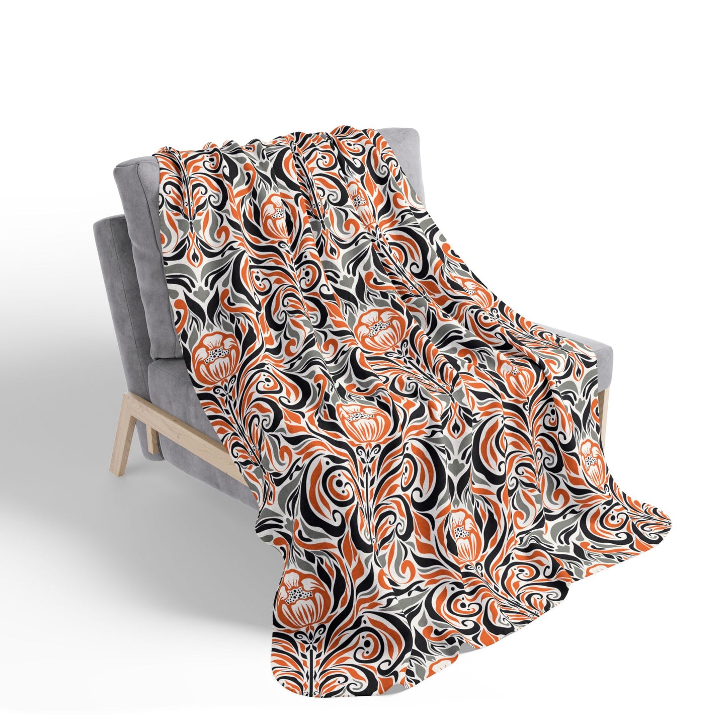 Fall Damask Fleece Sherpa Blanket