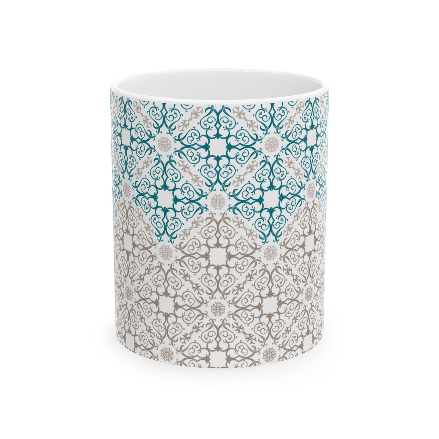 Patterned Ceramic Mug - Blue