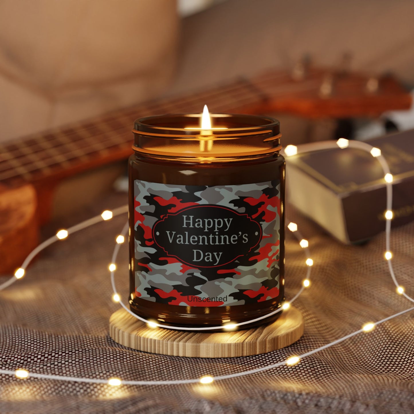 Happy Valentine's Day Camo Unscented Candle