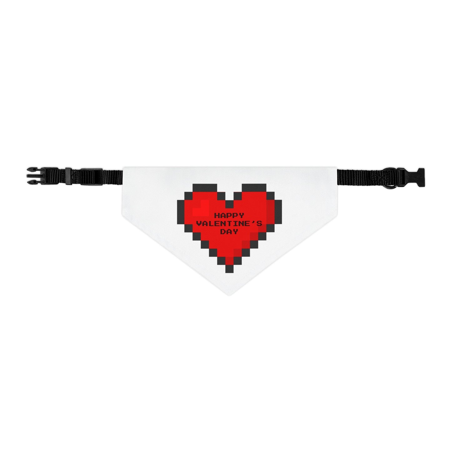 Happy Valentine's Day Pixelated Heart Pet Bandana Collar