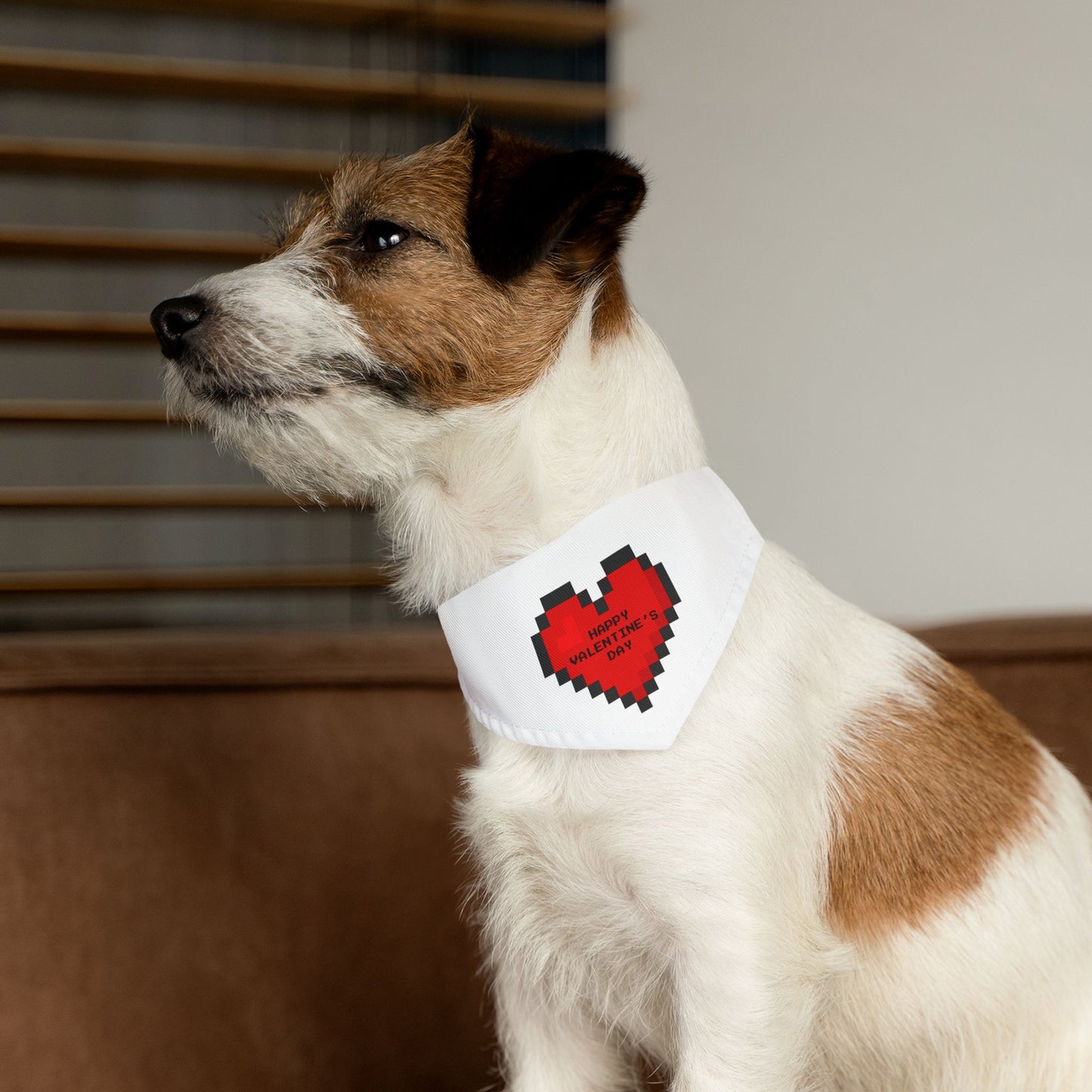 Happy Valentine's Day Pixelated Heart Pet Bandana Collar