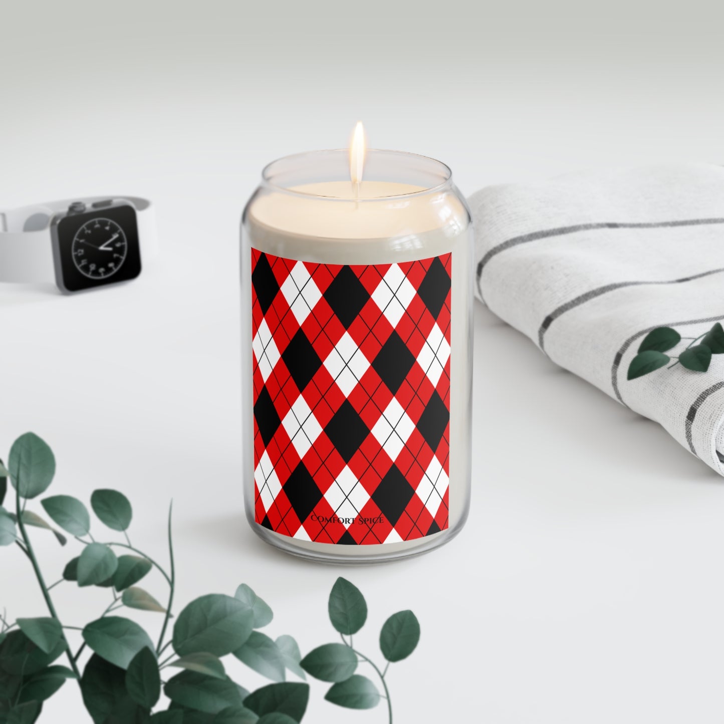 Red & Black Argyle Collection, Comfort Spice Scent, 13.75oz