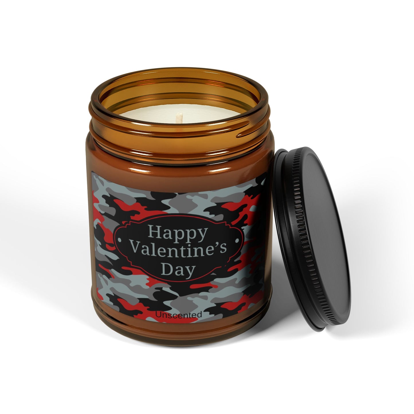 Happy Valentine's Day Camo Unscented Candle