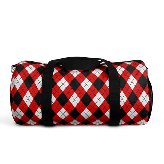 Red & Black Argyle Duffel Bags