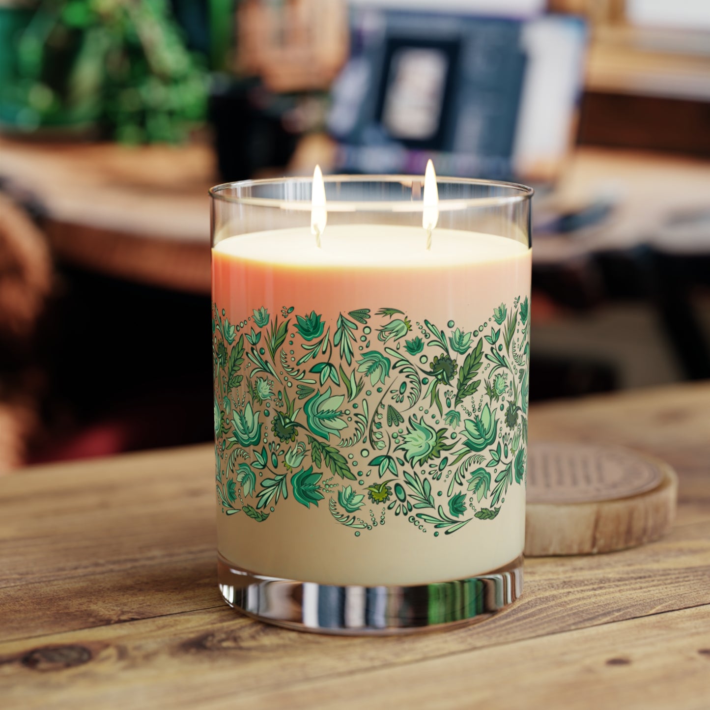 Contemporary Floral in Green, 11oz