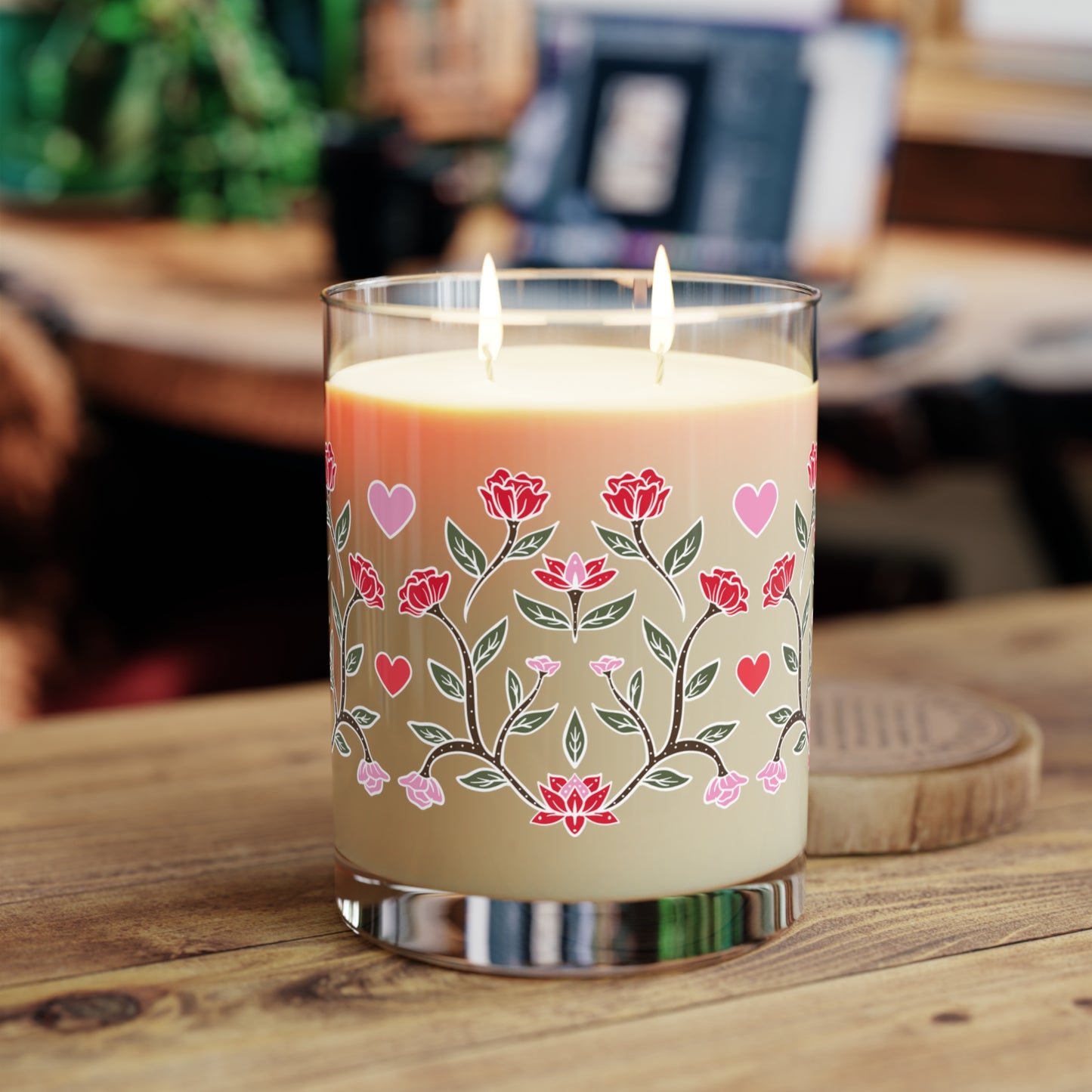 Heart Floral Candle, 11oz