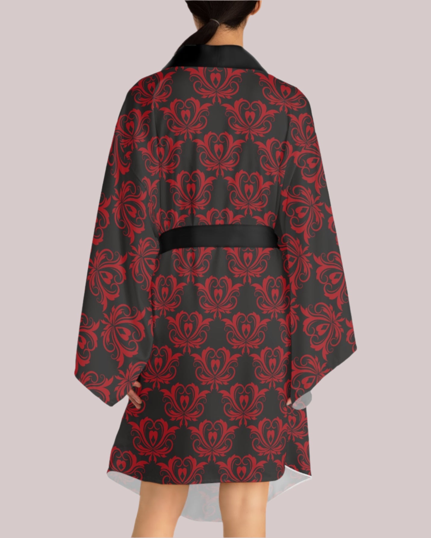 Red and Black Kimono Robe