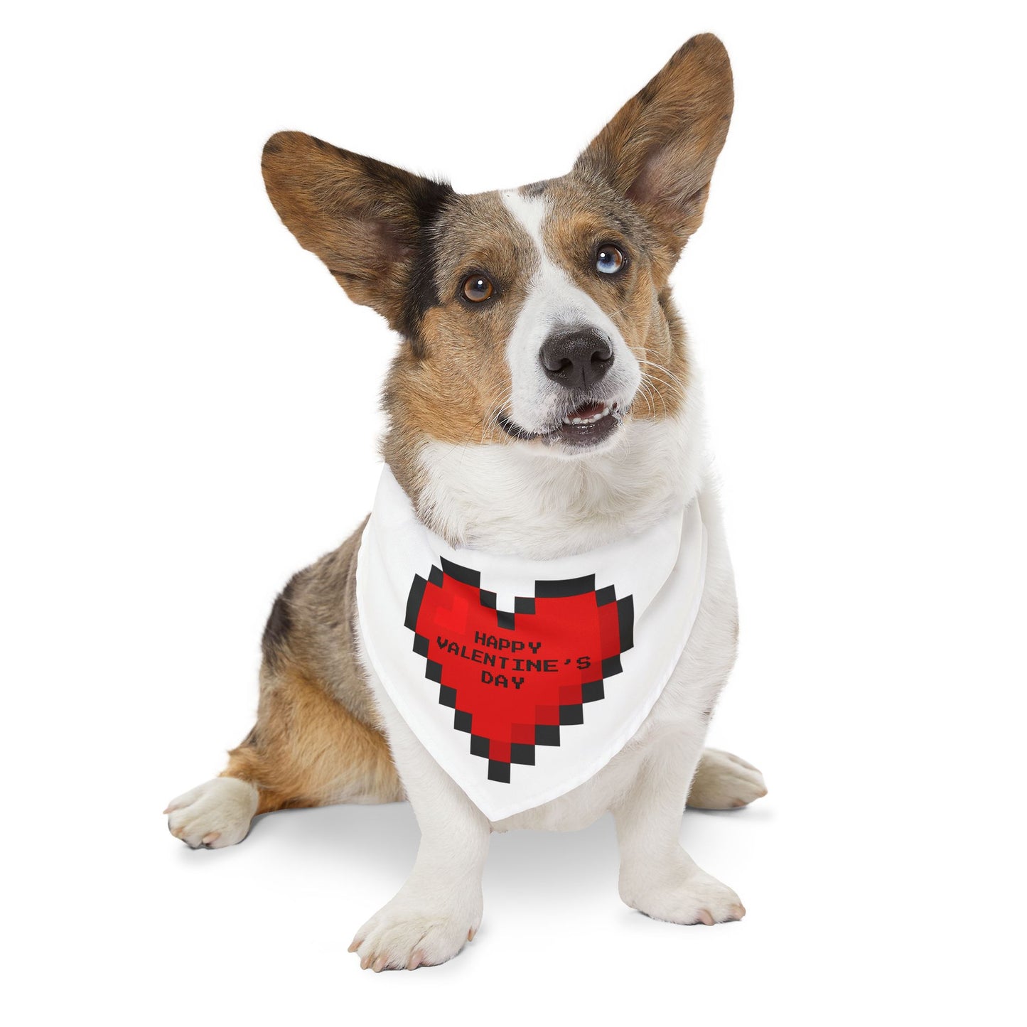 Happy Valentine's Day Pixelated Heart Pet Bandana Collar