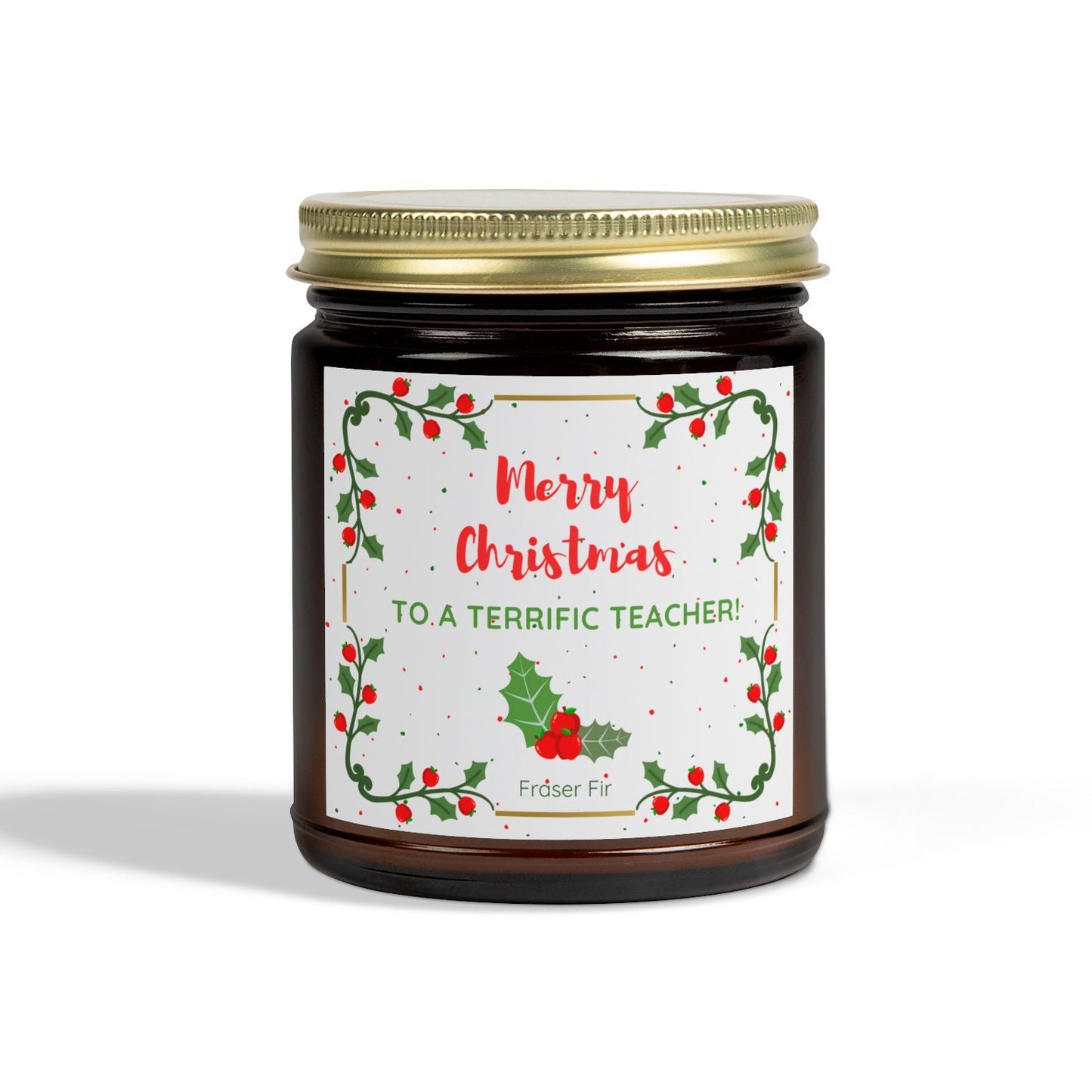 Apple Holly Christmas Candle, Fraser Fir, 9oz