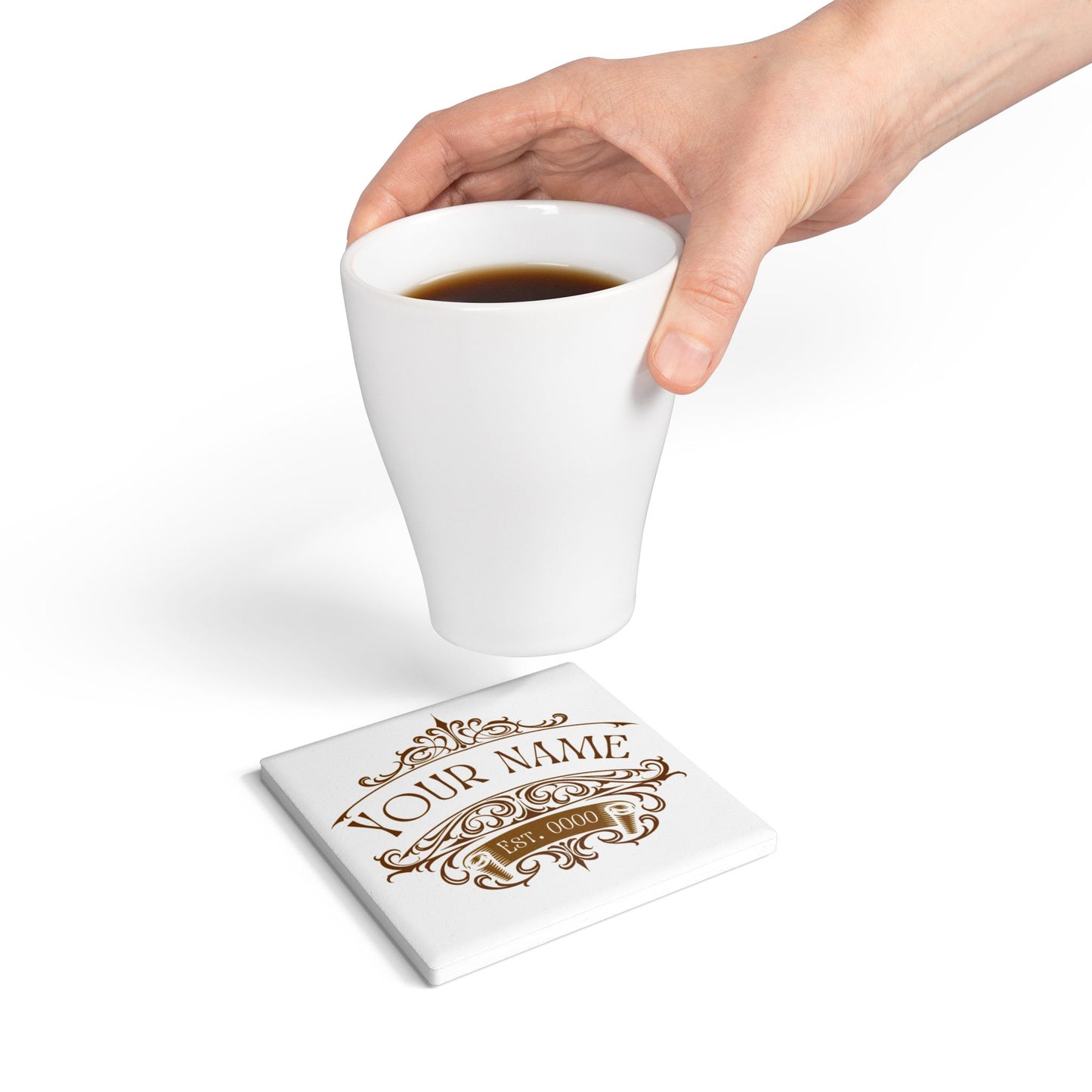 Custom Family Name Ceramic Coaster