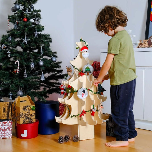 Wooden Christmas Tree & Felt Ornaments-0