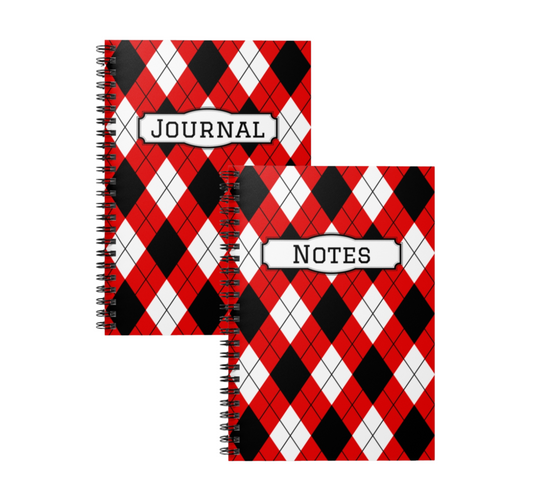 Argyle Red & Black Spiral Notebooks