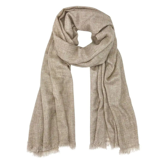 Beige Handloom Cashmere Scarf