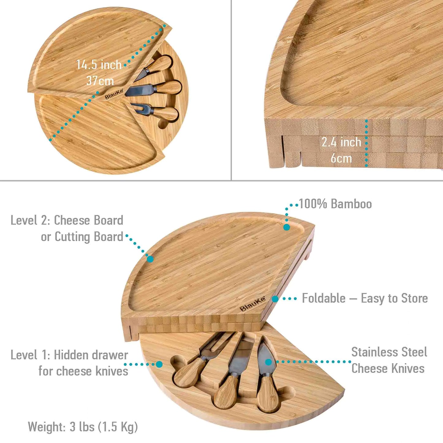 Bamboo Cheese Board and Knife Set