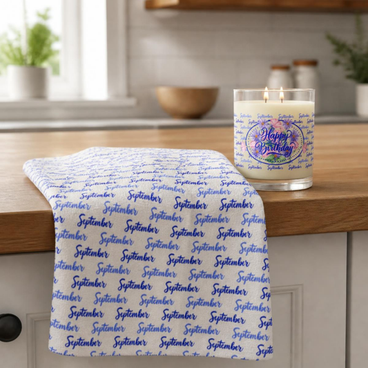 September Printed Tea Towel