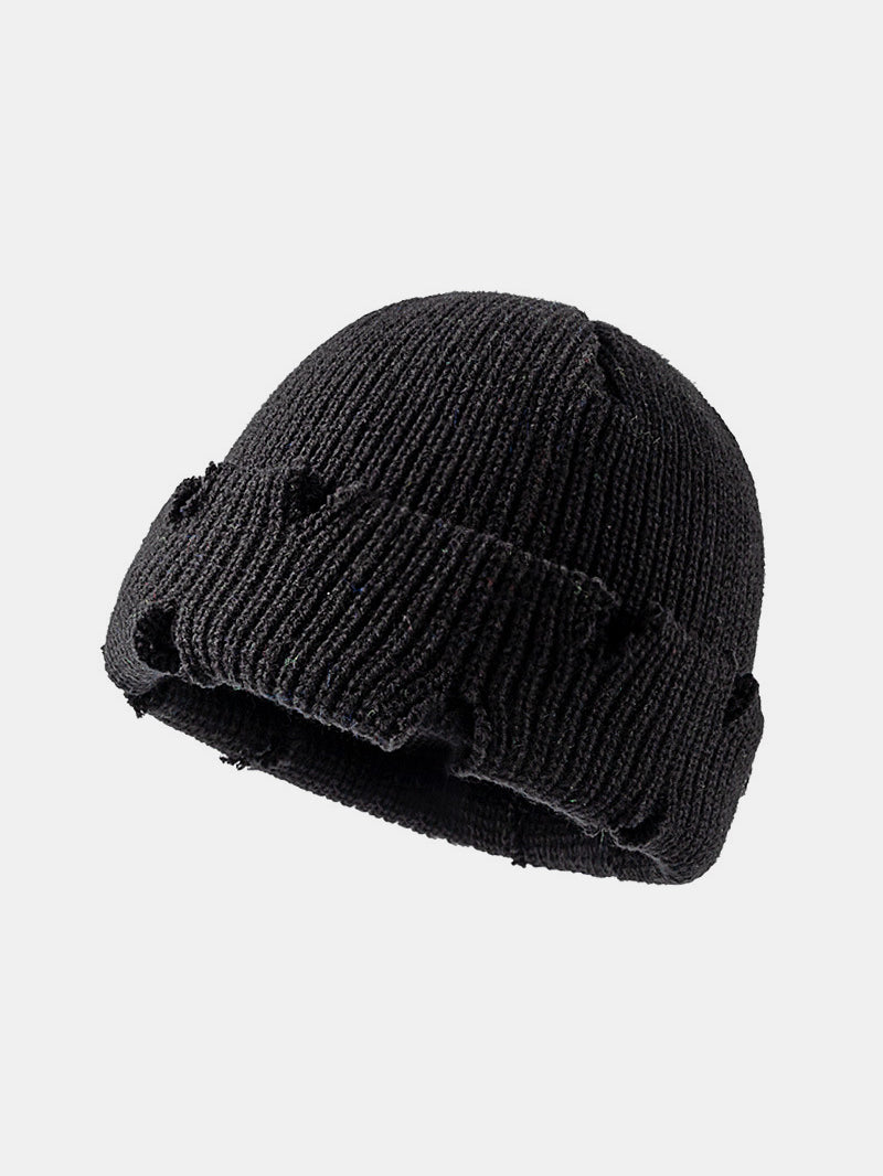 Distressed Cuffed Knit Beanie