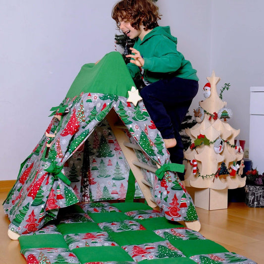 Climbing Triangle with Christmas Tent Cover, Mat, Ramp-0