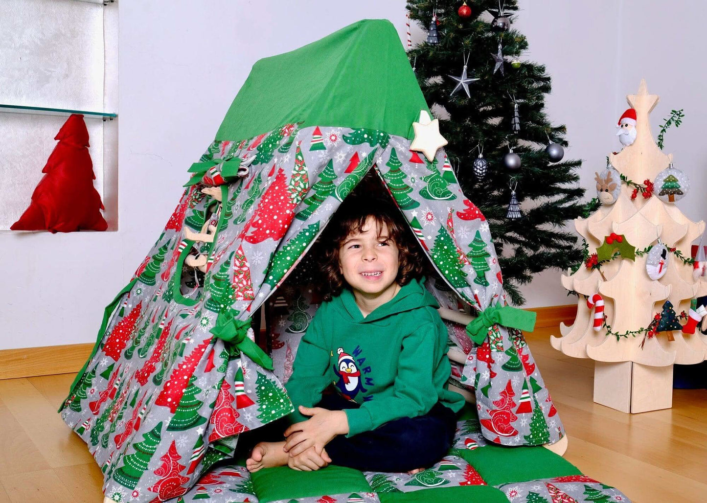 Climbing Triangle with Christmas Tent Cover, Mat, Ramp-2