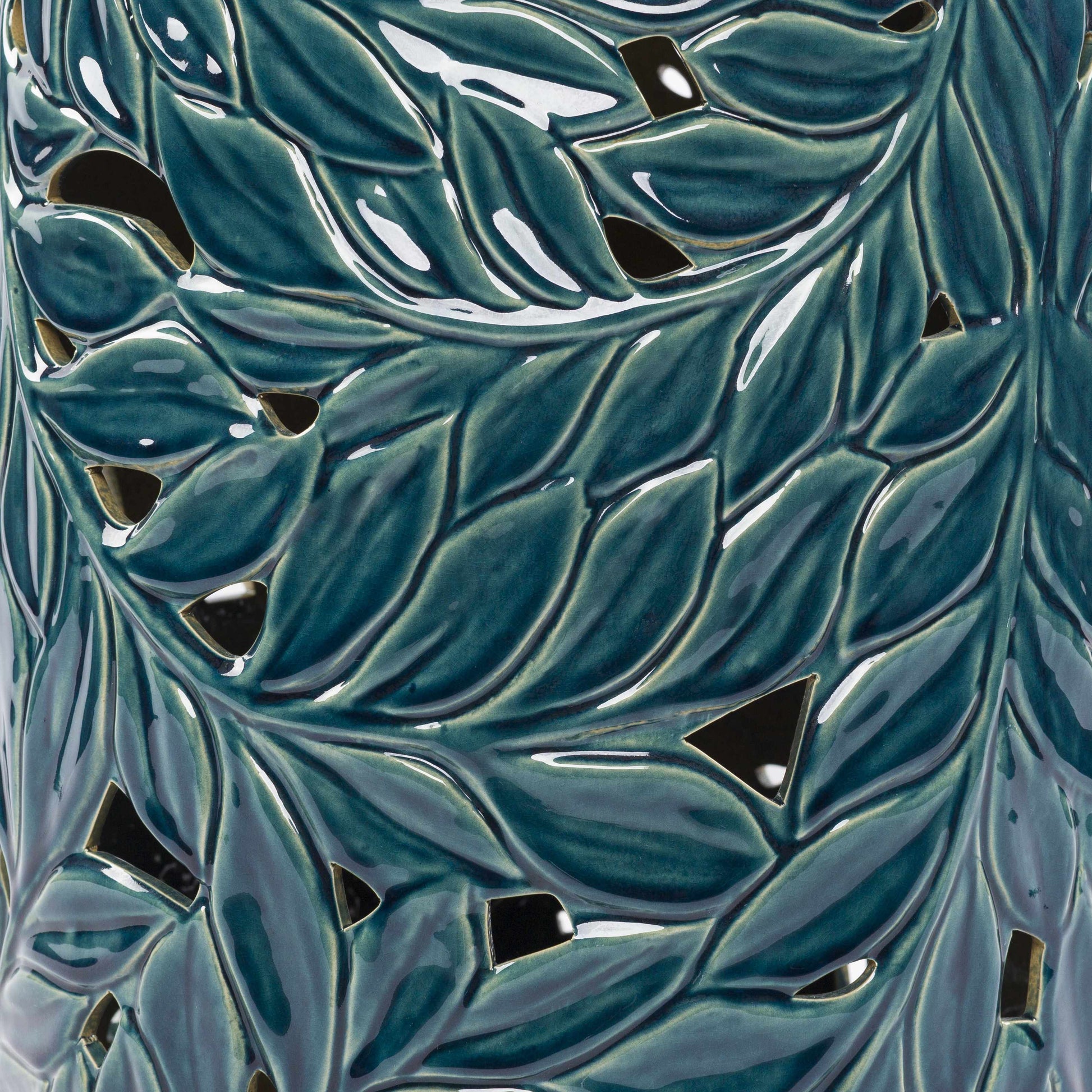 Daguioman Teal Leaf Ceramic Stool-1