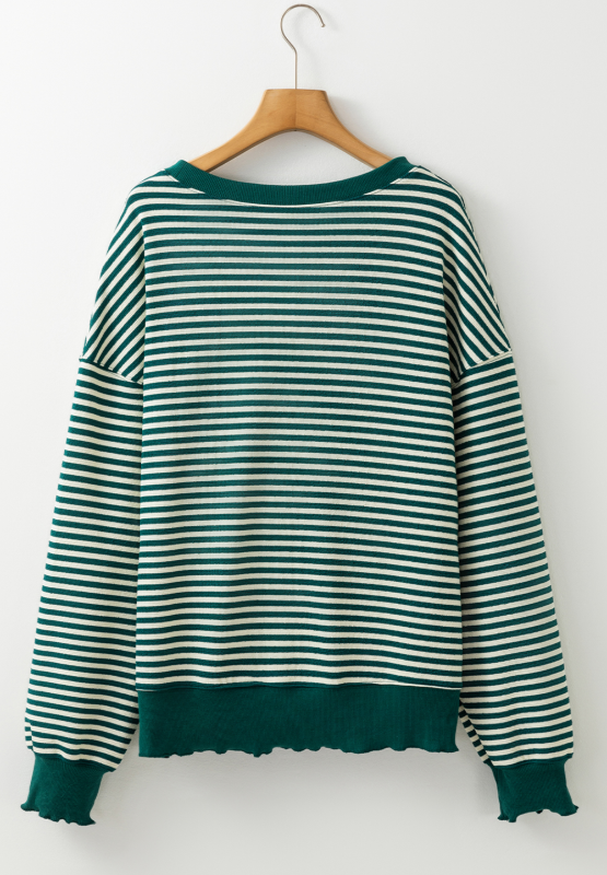 LUCKY Striped Long Sleeve Sweatshirt