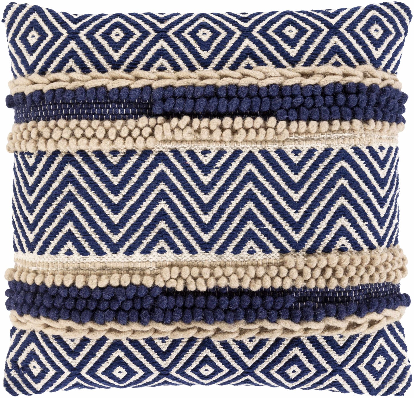 Labrador Navy Diamond Chevron Throw Pillow-1