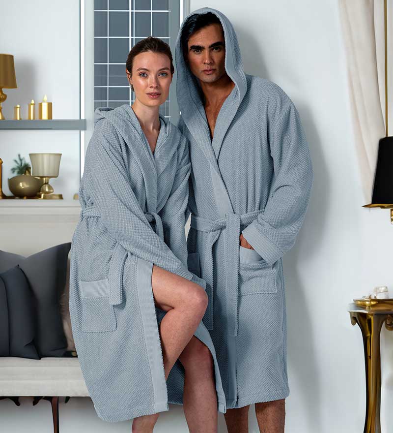 Men's Luxury Turkish Cotton Terry Cloth Robe with Hood-5
