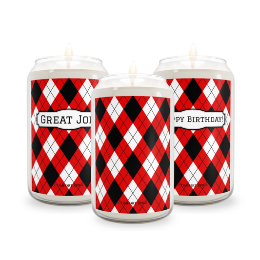 Red & Black Argyle Collection, Comfort Spice Scent, 13.75oz