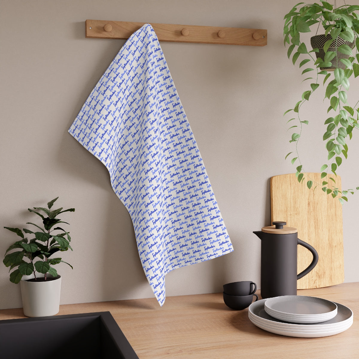 September Printed Tea Towel