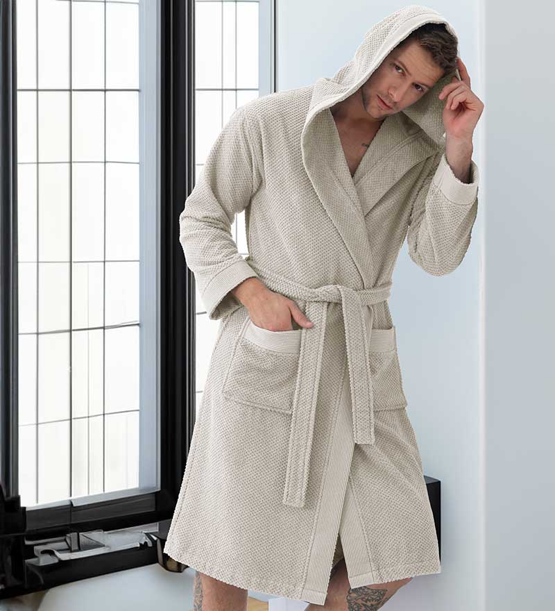 Men's Luxury Turkish Cotton Terry Cloth Robe with Hood-1