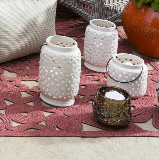 Sloughhouse White Ceramic Outdoor Lantern-0