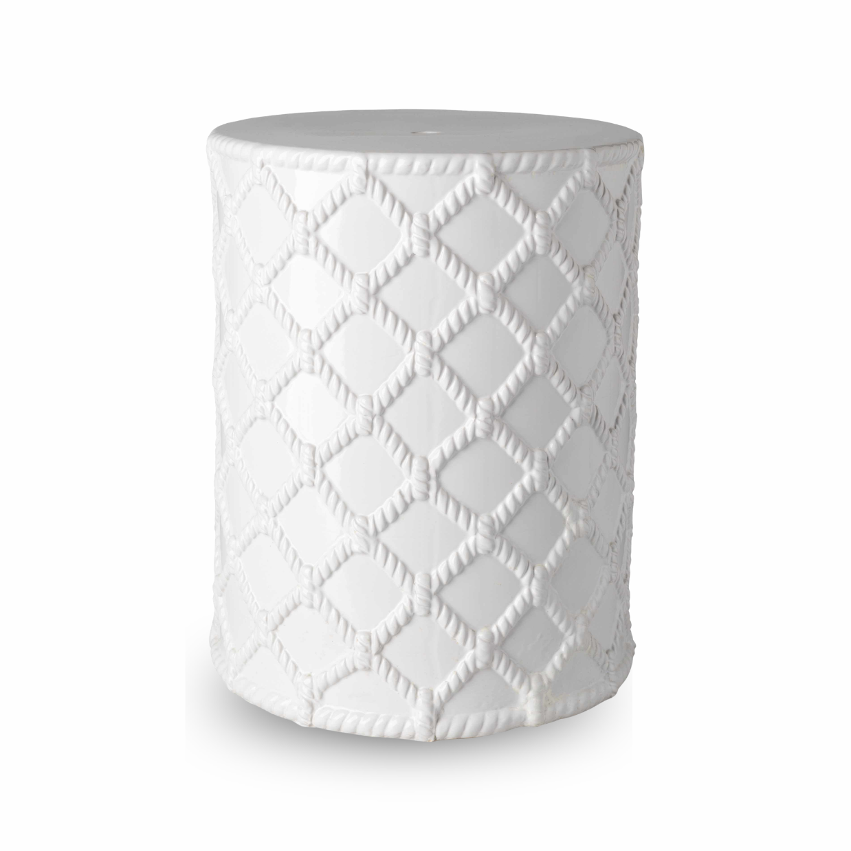 Balagui White Rope Pattern Ceramic Stool