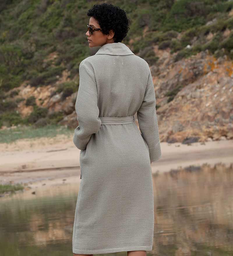 Women’s Lightweight Waffle Spa Robe with Shawl Collar-8