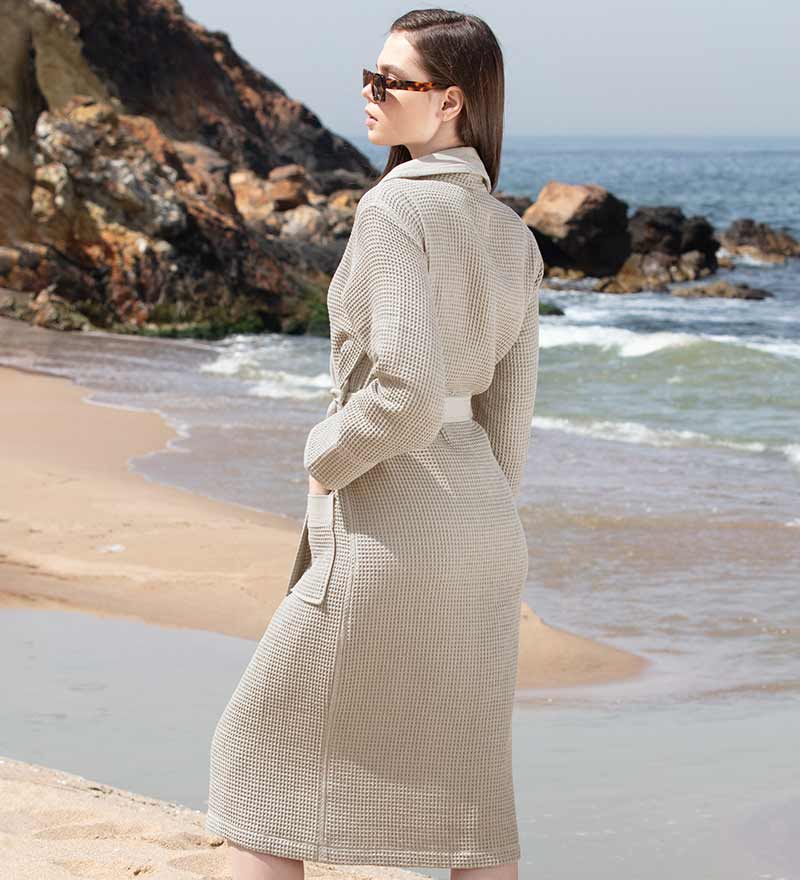 Women’s Lightweight Waffle Spa Robe with Shawl Collar-7