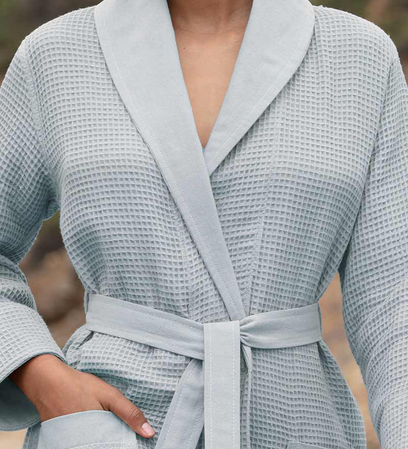 Women’s Lightweight Waffle Spa Robe with Shawl Collar-1